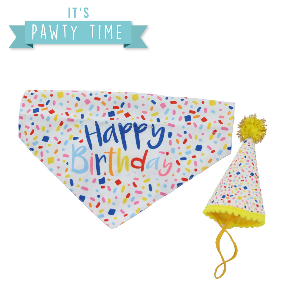 Ancol Pawty Sprinkle Hat & Bandana Set