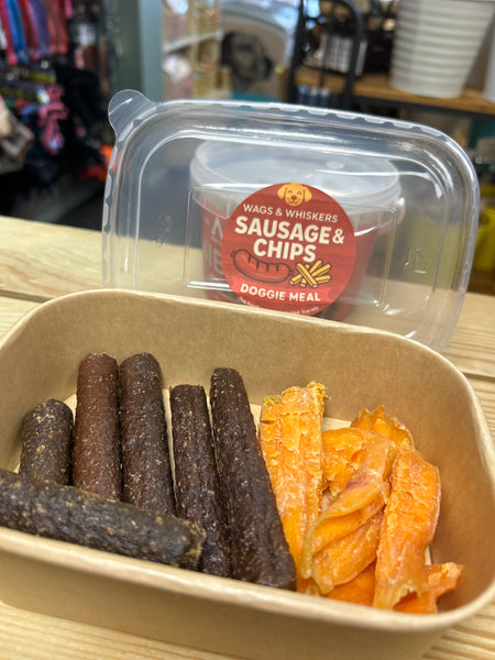 Wags & Whiskers Sausage & Chips Takeaway Doggie Meal