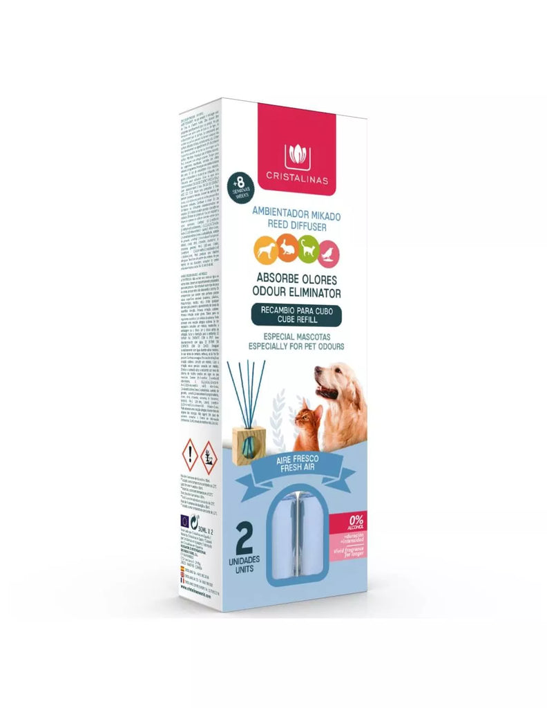 Cristalinas - Pet Odour Eliminating Reed Diffuser 2x30ml Refill Fresh Air
