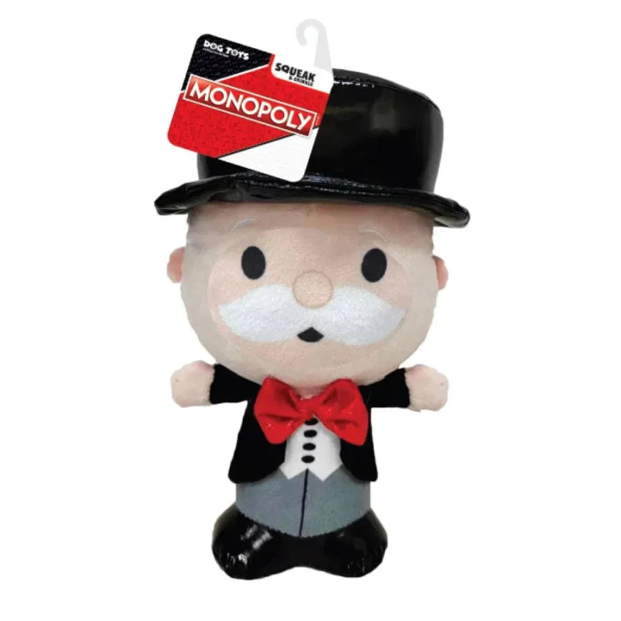 Hasbro Mr. Monopoly With Money Bag Squeak & Crinkle Plush Toy For Dog