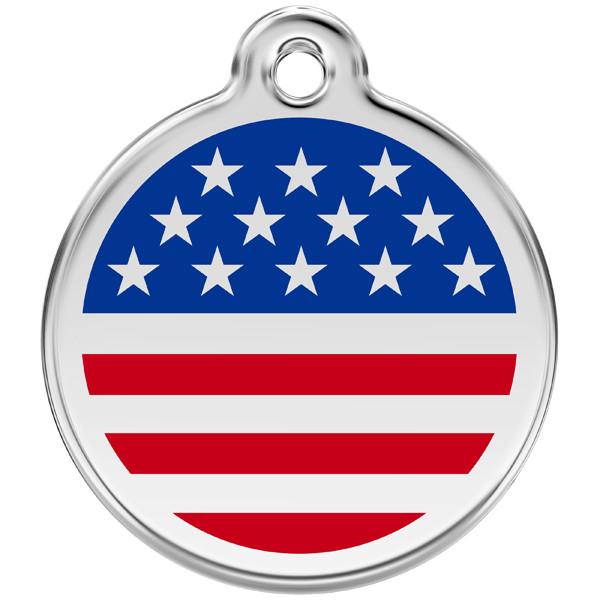Red Dingo - Enamel Pet ID Tag - US Flag