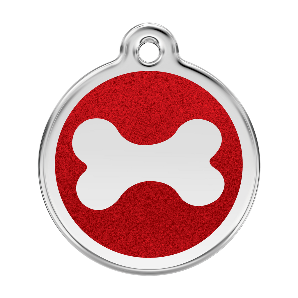 Red Dingo - Glitter Pet ID Tag - Bone