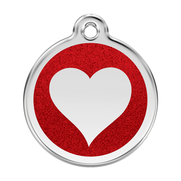 Red Dingo - Glitter Pet ID Tag - Heart