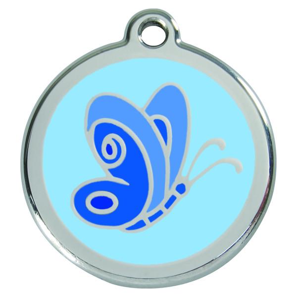 Red Dingo - Enamel Pet ID Tag - Blue Butterfly
