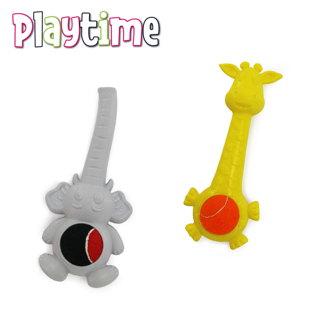 Ancol Squeaky Elephant/Giraffe Tennis Ball Belly Dog Toy