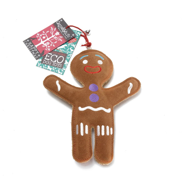 Green & Wilds Jean Genie the Gingerbread Person, Eco Dog Toy