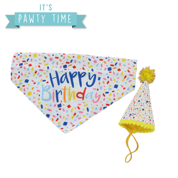 Ancol Pawty Sprinkle Hat & Bandana Set