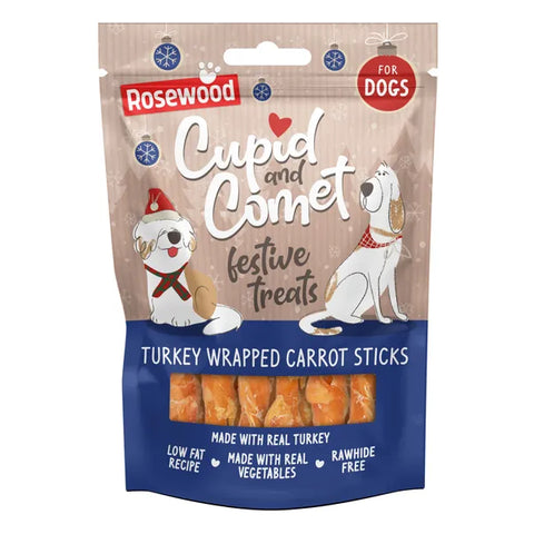 Rosewood Turkey Wrapped Carrot Sticks for Dogs, 100g