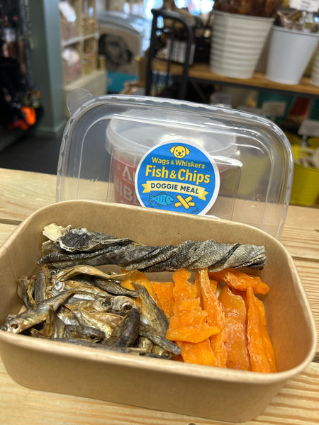 Wags & Whiskers Fish & Chips Takeaway Doggie Meal