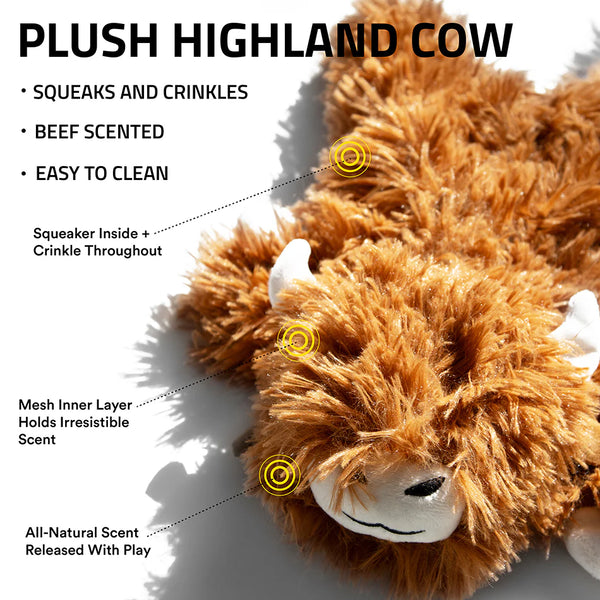 Playology Plush Highland Cow Toy - Beef Scented