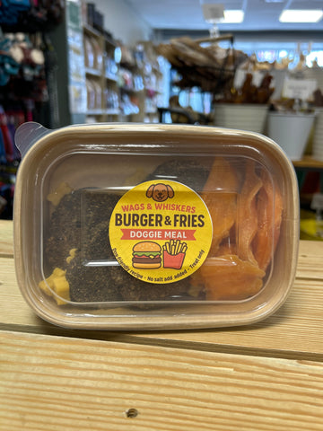 Wags & Whiskers Burger & Fries Takeaway Doggie Meal