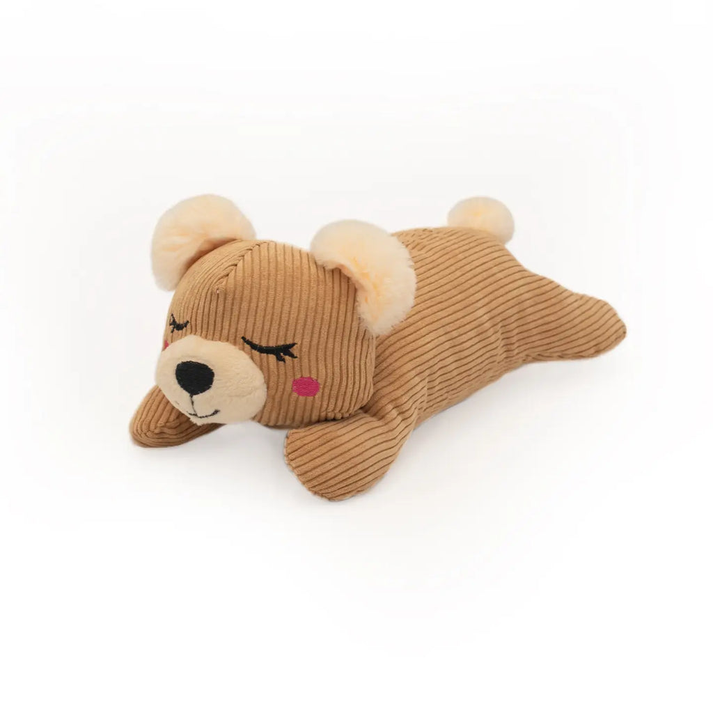 ZippyPaws Snooziez with Shhhqueaker Teddy Toy