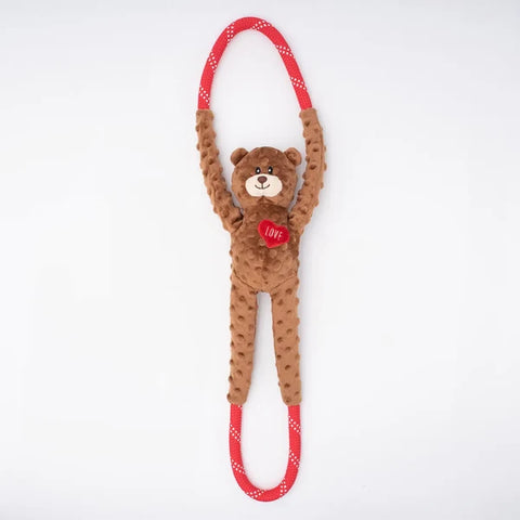 ZippyPaws Ropetugz Dog Tug Toy - Love Heart Bear