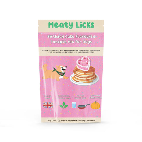 Meaty Licks Birthday Cake Flavoured Pancake Mix For Dogs