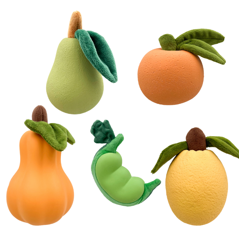 Hem & Boo Plush & Latex Fruit Dog Toys