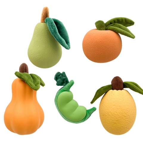 Hem & Boo Plush & Latex Fruit Dog Toys