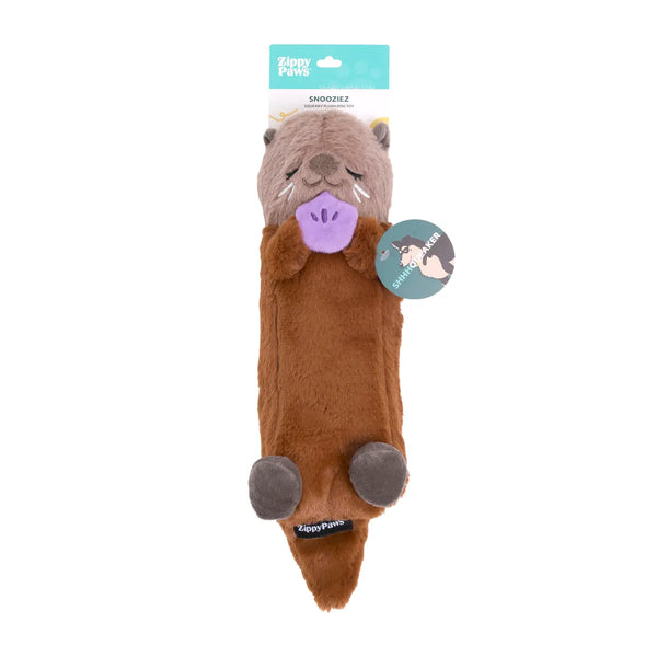 ZippyPaws Snooziez with Shhhqueaker Otter Toy