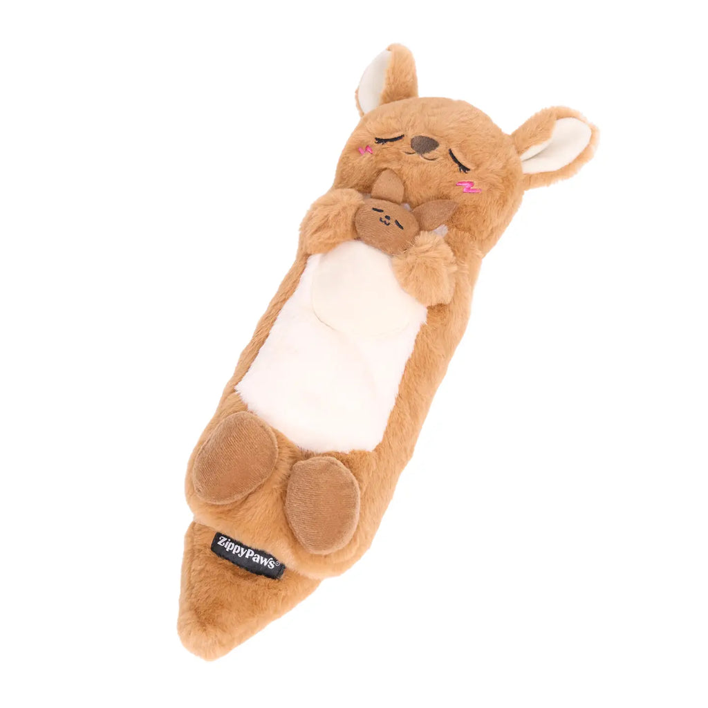 ZippyPaws Snooziez with Shhhqueaker Kangaroo Toy