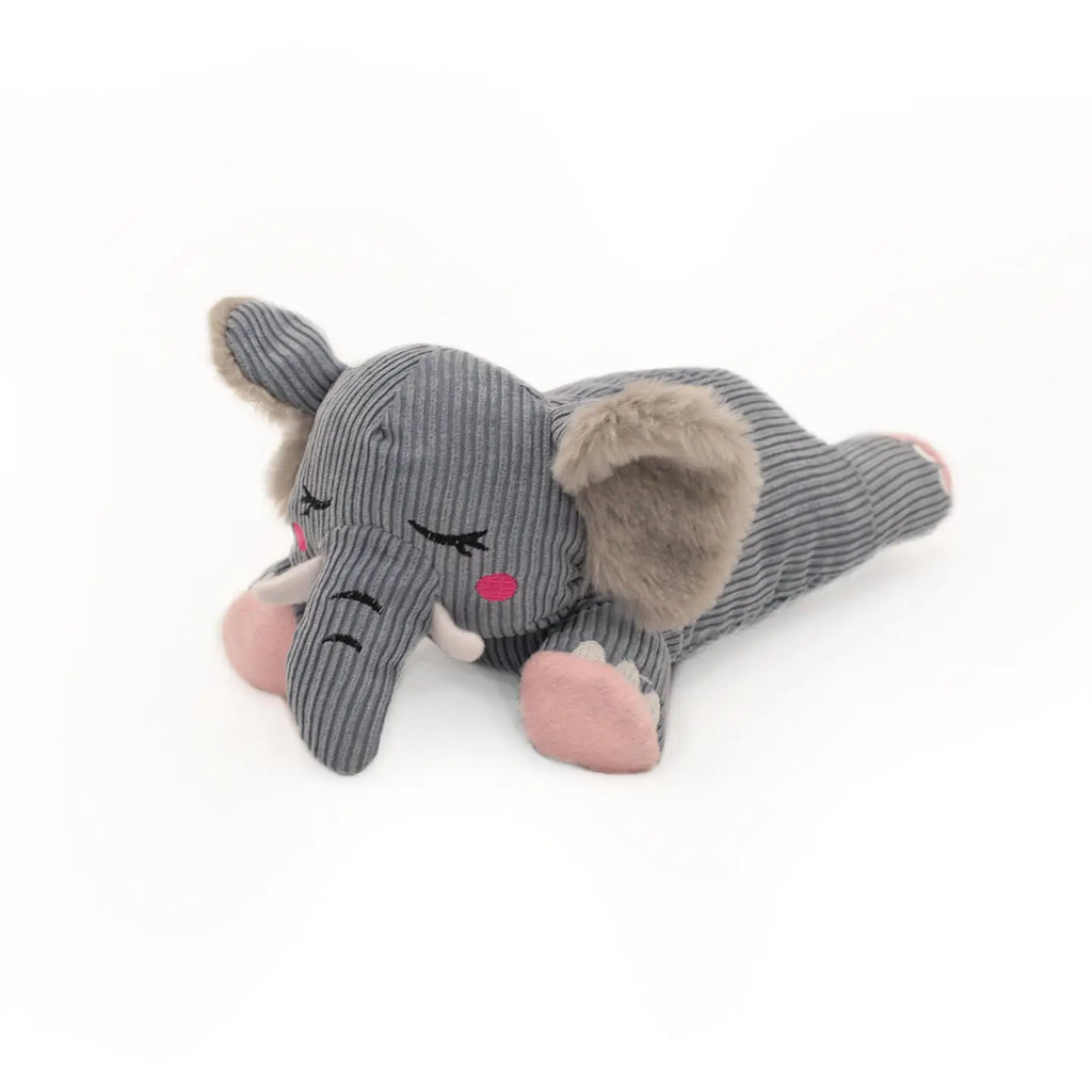 ZippyPaws Snooziez with Shhhqueaker Elephant Toy