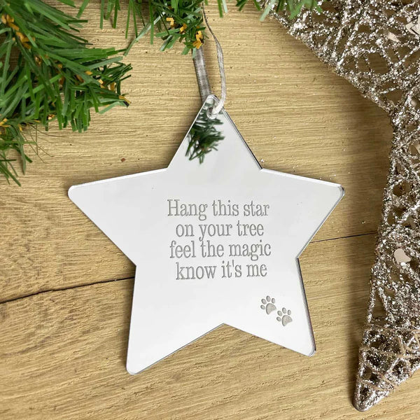 Pet Memorial Mirrored Star Christmas Decoration