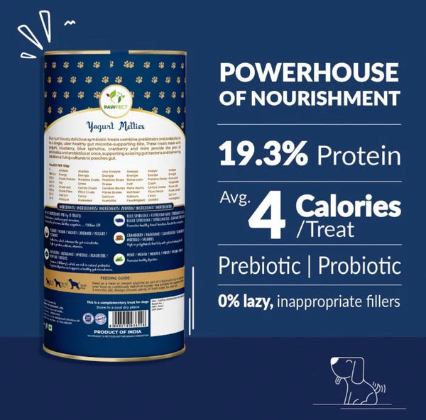 Pawfect Yoghurt Melties Prebiotic and Probiotic Treats - Blueberry
