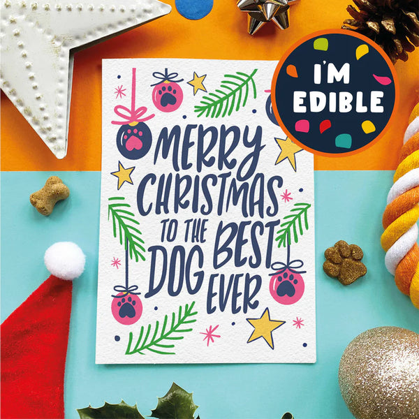 Scoff Paper Best Dog Ever Edible Bacon Flavoured Christmas Card For Dogs