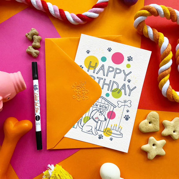 Scoff Paper Happy Birthday Bow Wow Chicken Flavoured Birthday Card