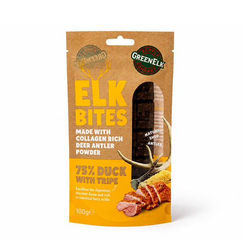 Green Elk Bites Duck & Tripe Dog Treats