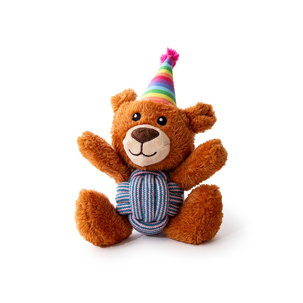 Great & Small Let's Party Bear with Rope Dog Toy