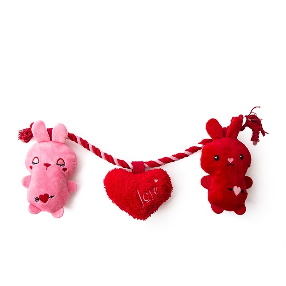 Great & Small Puppy Love Rabbits & Rope Dog Toy