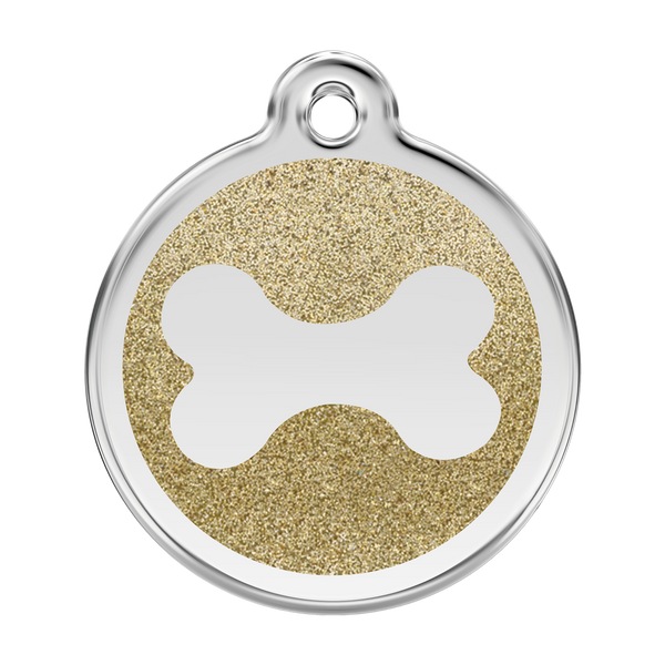 Red Dingo - Glitter Pet ID Tag - Bone