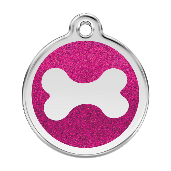 Red Dingo - Glitter Pet ID Tag - Bone