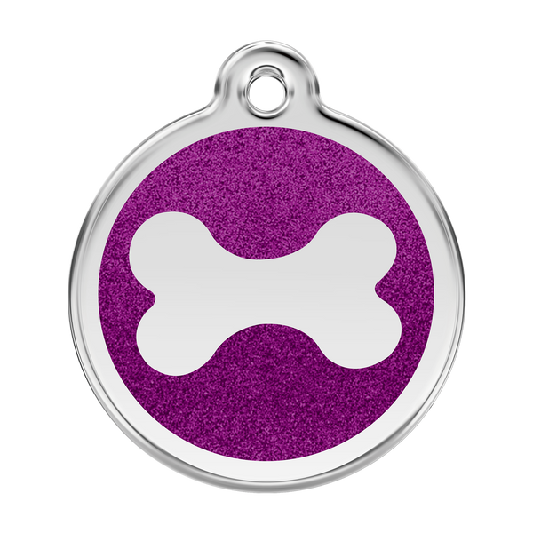 Red Dingo - Glitter Pet ID Tag - Bone