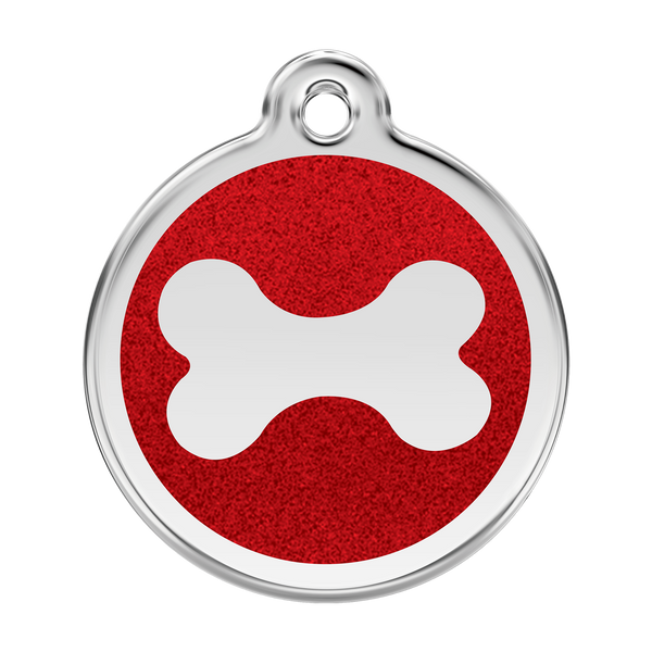 Red Dingo - Glitter Pet ID Tag - Bone