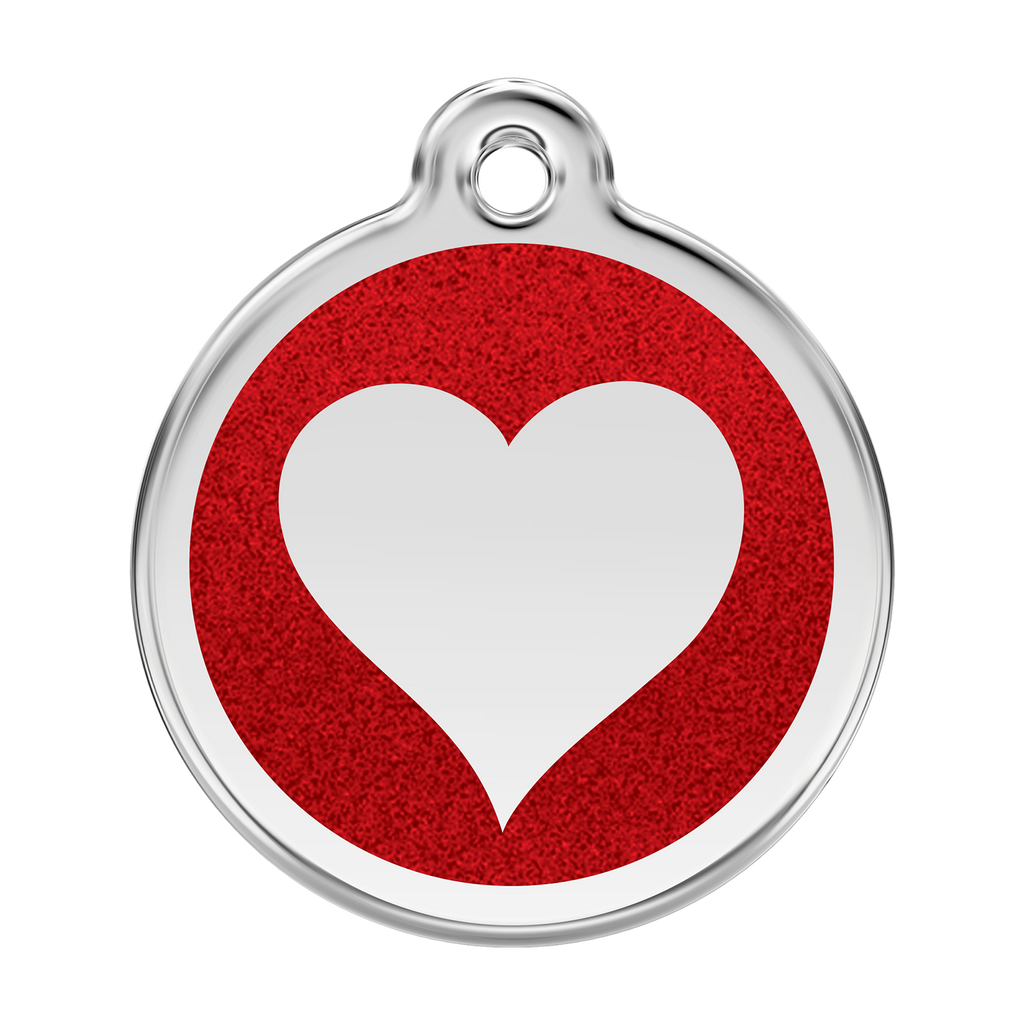 Red Dingo - Glitter Pet ID Tag - Heart