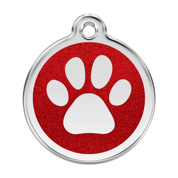 Red Dingo - Glitter Pet ID Tag - Paw