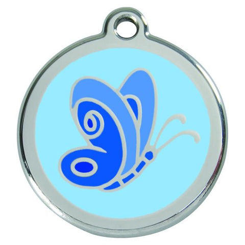 Red Dingo - Enamel Pet ID Tag - Blue Butterfly