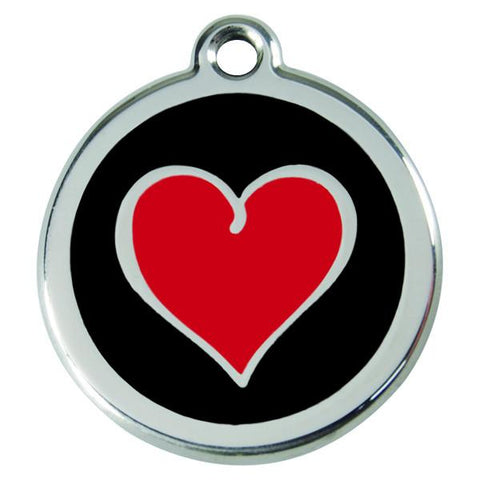 Red Dingo - Enamel Pet ID Tag - Black & Red Heart