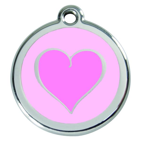 Red Dingo - Enamel Pet ID Tag - Pink Heart