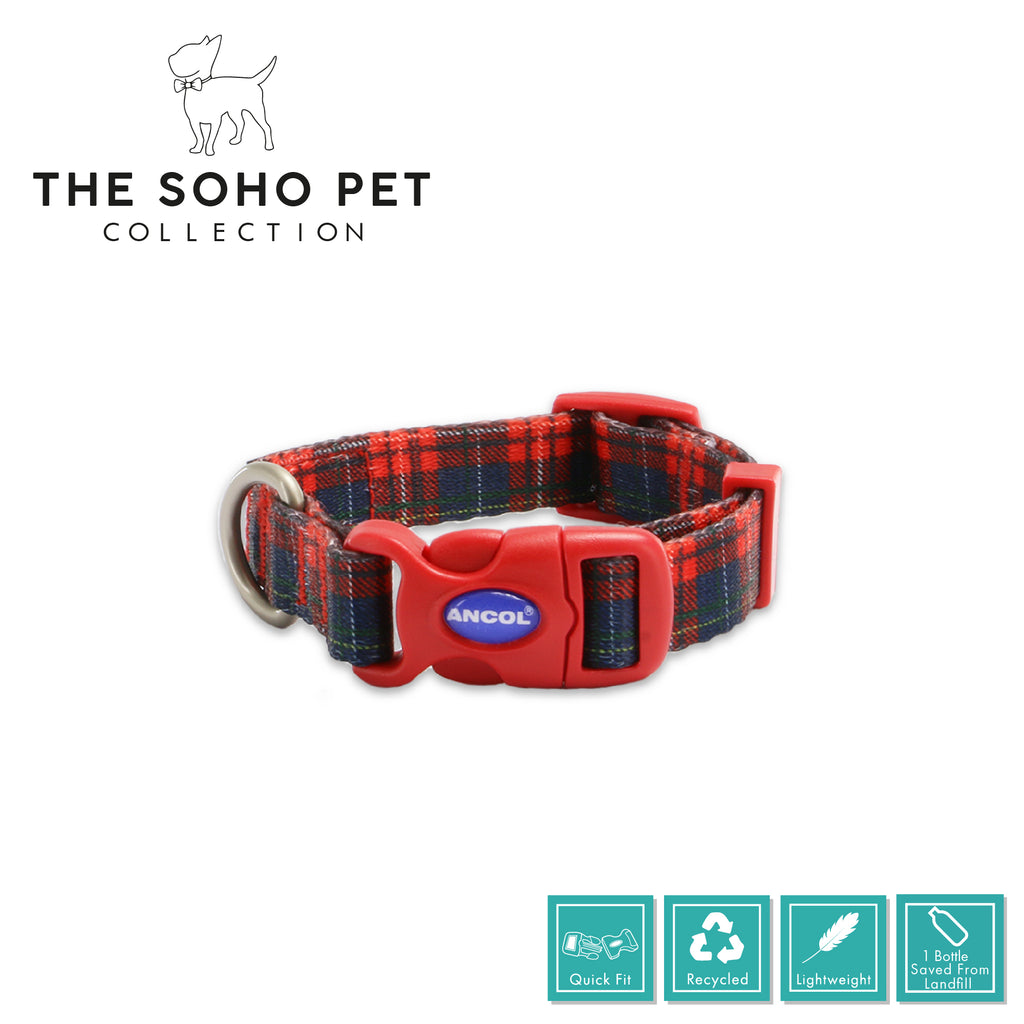 SOHO Pet Tartan Dog Collar