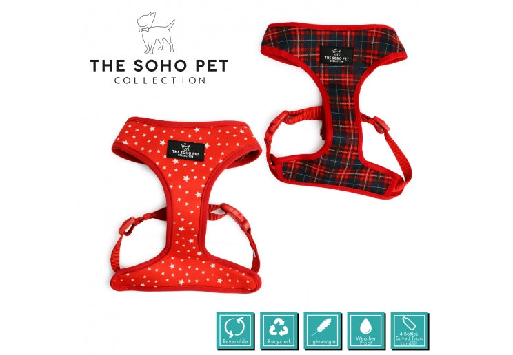 SOHO Pet Tartan/Star Reversible Harness